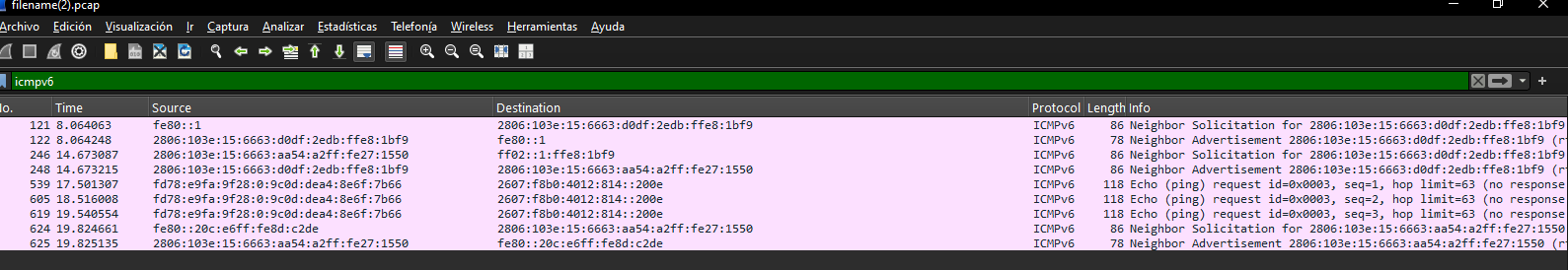 Wireshark ICMP type ULA